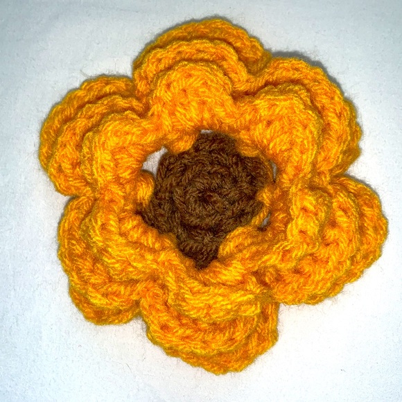 Hand Crafted Crocheted Colorful Sunflower Dog Collar Flower With Attachable Band - Picture 5 of 8